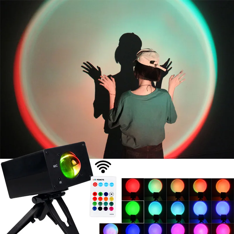 Радужный светодиодный светильник с проектором, лампа С закатом, цветная атмосфера для спальни, гостиной, домашнего декора, настенный комнат... 
Радужный светодиодный светильник с проектором, лампа С закатом, цветная атмосфера для спальни, гостиной, домашнего декора, настенный комнат...