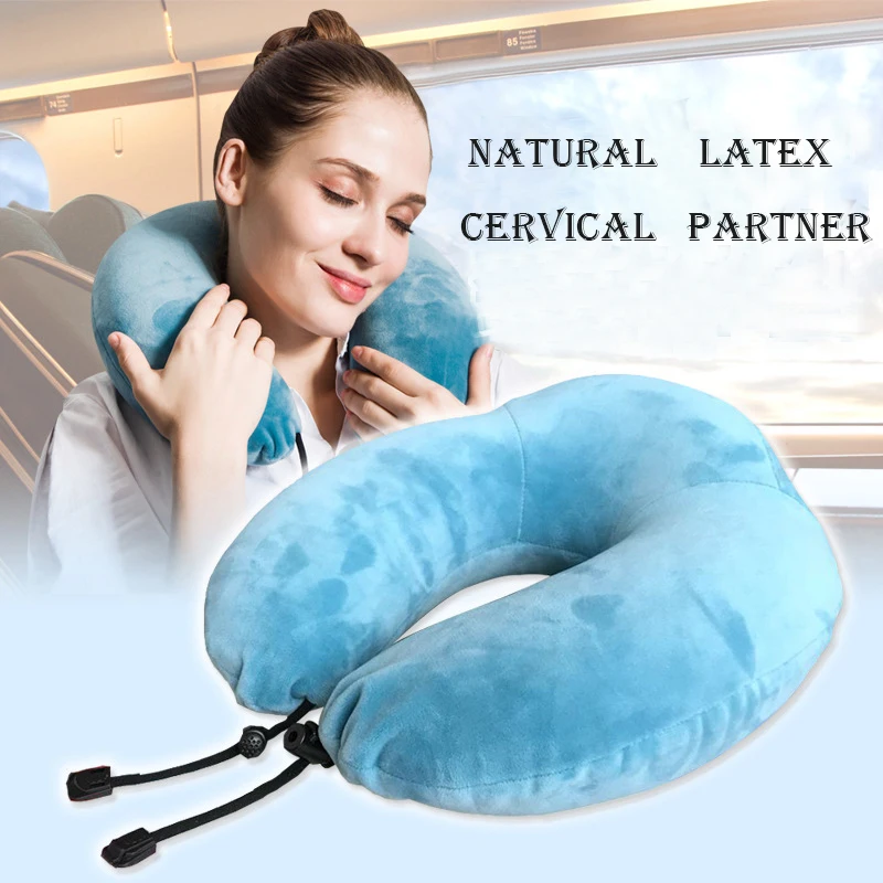 

OLIVE New Thailand Natural Latex Pillow U-shaped Pillow For Cervical Neck Nap Pillow Special Pillow For Travel And Plane