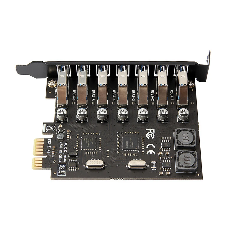 1pcs PCI-E Riser 7 Ports USB3.0 PCI Express Card 5gbps High-speed Transmission NEC720201 Main Control Chip Compatible PCI-E X16
1pcs PCI-E Riser 7 Ports USB3.0 PCI Express Card 5gbps High-speed Transmission NEC720201 Main Control Chip Compatible PCI-E X16