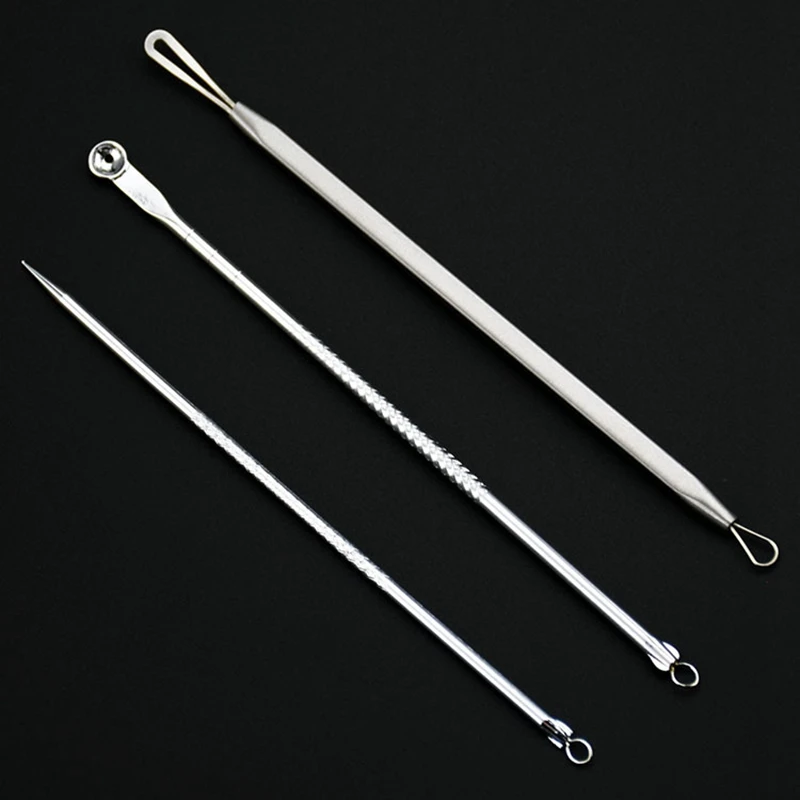 Stainless Steel 3pcs Whitehead Blackhead Remover Tool Kit Blemish Acne Pimple Extractor Set Face Skin Care removedor de cravo
Stainless Steel 3pcs Whitehead Blackhead Remover Tool Kit Blemish Acne Pimple Extractor Set Face Skin Care removedor de cravo