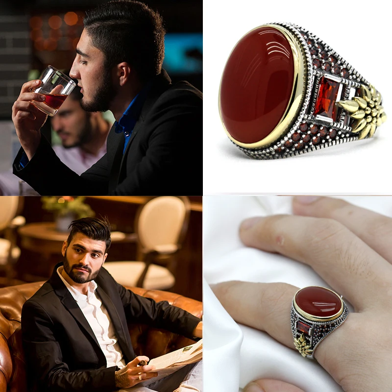 Agate/Onyx/Lapis Men Ring 925 Sterling Silver Oval Natural Blue/Black/Red Stone Ring Vintage Turkish Jewelry for Male Women Gift
Agate/Onyx/Lapis Men Ring 925 Sterling Silver Oval Natural Blue/Black/Red Stone Ring Vintage Turkish Jewelry for Male Women Gift