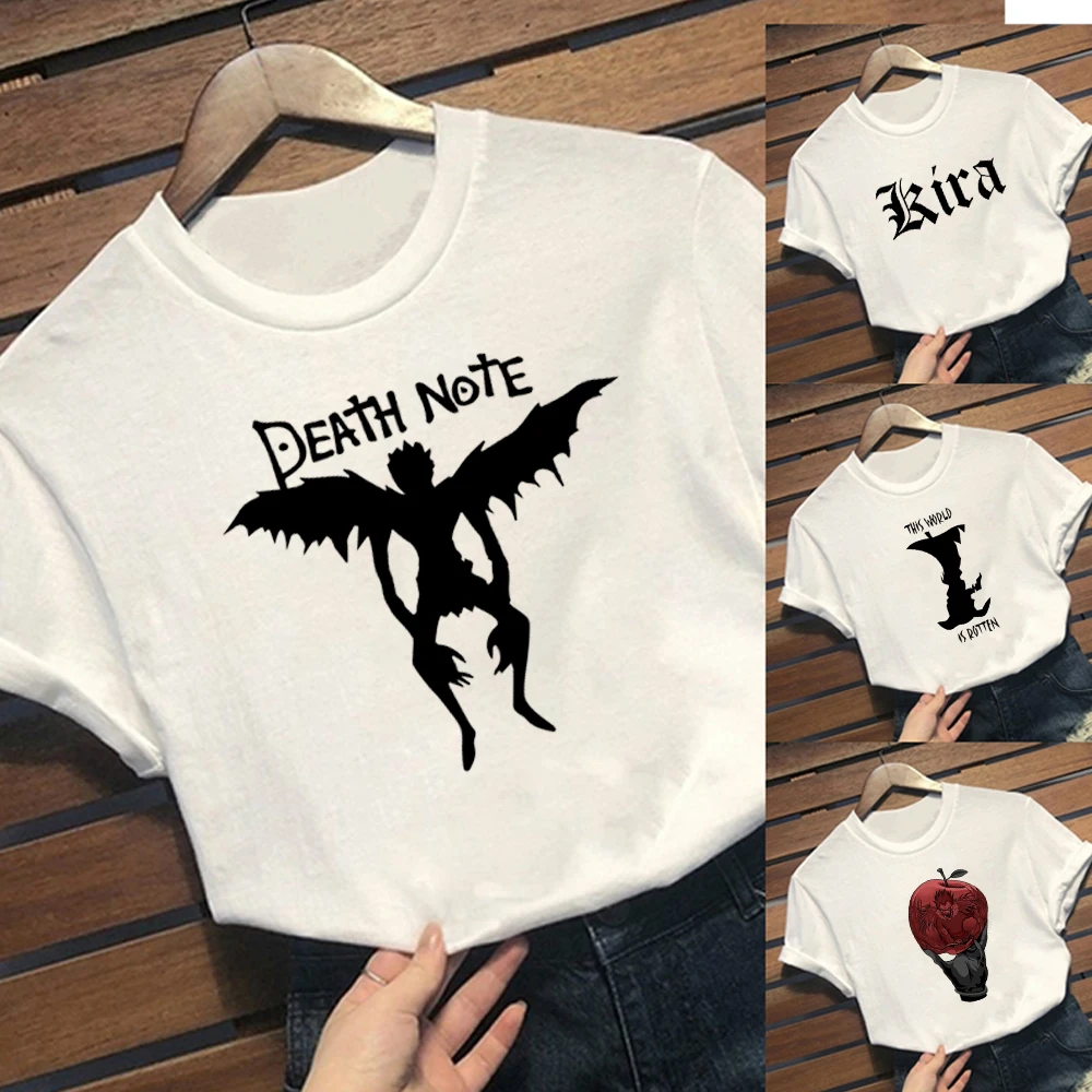 Рубашка Аниме Death Note, топы с круглым вырезом, Повседневная Свободная белая футболка для мужчин и женщин
Рубашка Аниме Death Note, топы с круглым вырезом, Повседневная Свободная белая футболка для мужчин и женщин