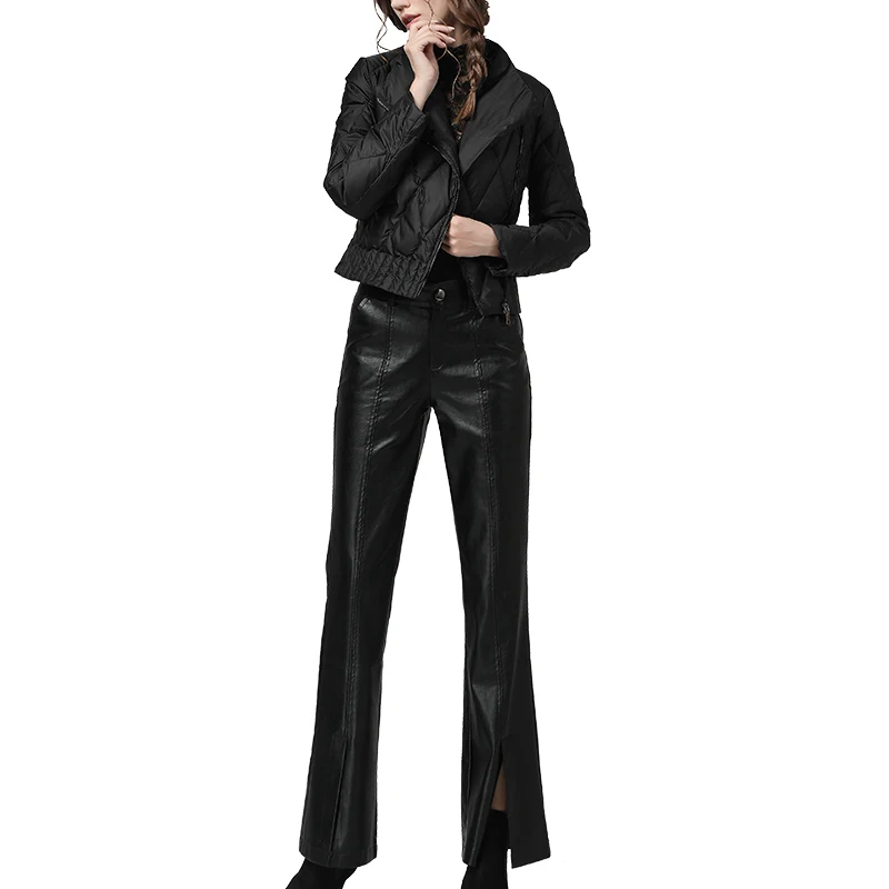 Fashion Black PU Leather Pants Long Women Trousers High Waist Thin Outwear Autumn New Split Lady Tight Straight Wide Leg Pants
Fashion Black PU Leather Pants Long Women Trousers High Waist Thin Outwear Autumn New Split Lady Tight Straight Wide Leg Pants