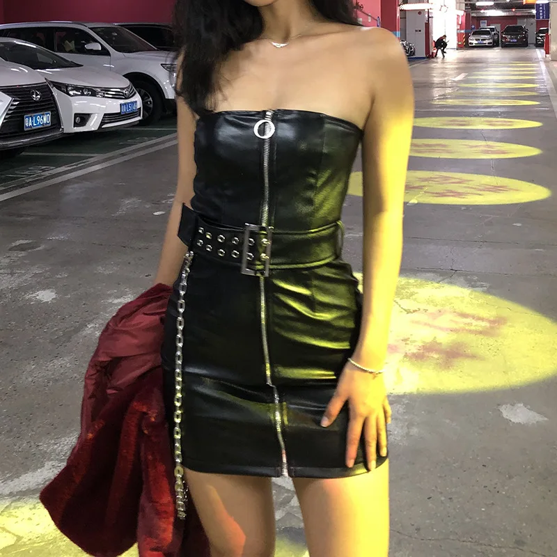 2021 Autumn and Winter Slim and Cool Girl Inner Skirt One-piece Skirt with Belt, One-word PU Leather Zipper Chest Wrap Skirt
2021 Autumn and Winter Slim and Cool Girl Inner Skirt One-piece Skirt with Belt, One-word PU Leather Zipper Chest Wrap Skirt