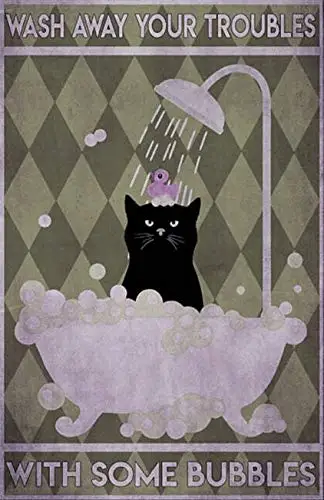Black Cat Wash Away Your Trouble Vertical Poster Home Wall Decor No Frame Design 12"x16" Inch Retro Vintage Decor Sign Metal Tin
Black Cat Wash Away Your Trouble Vertical Poster Home Wall Decor No Frame Design 12"x16" Inch Retro Vintage Decor Sign Metal Tin