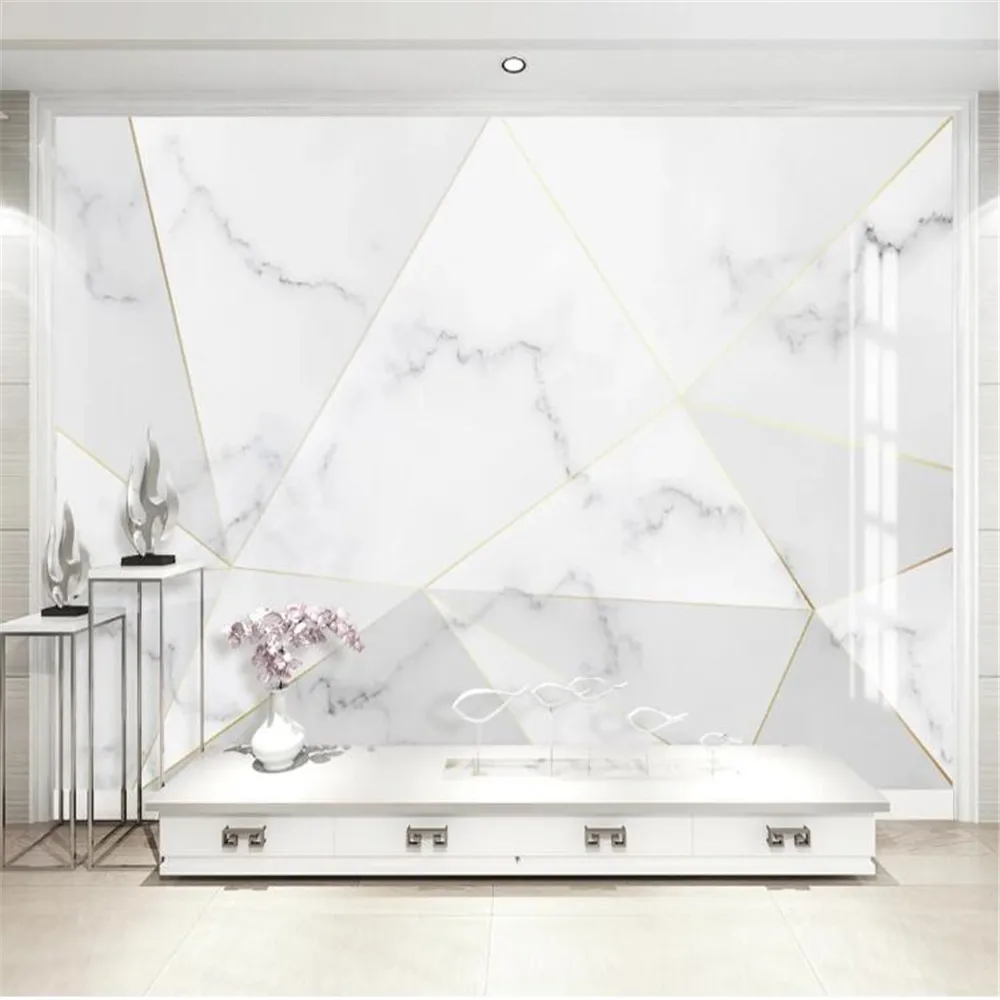 

Milofi custom large wallpaper mural abstract geometric jazz white marble pattern background wall