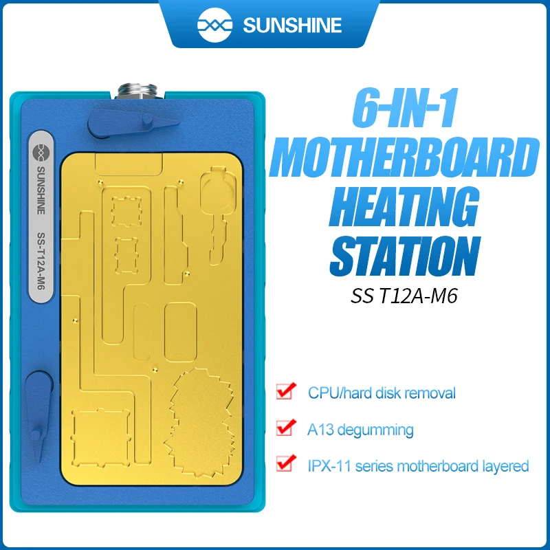SUNSHINE T12A-M6 6-в-1 материнская плата, многослойная нагревательная станция для IPX-11 серии 20, точное позиционирование и эффективный нагрев
SUNSHINE T12A-M6 6-в-1 материнская плата, многослойная нагревательная станция для IPX-11 серии 20, точное позиционирование и эффективный нагрев