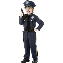 Costume Carnival Party Boy Girl Policeman Clothes Set New York Police Constabulary 3-9years children police costume