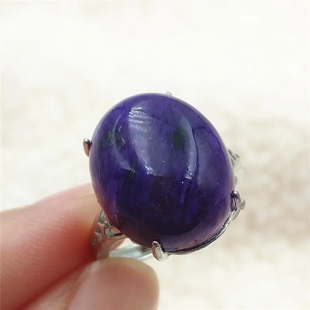 

Натуральный Фиолетовый Синий танзанит регулируемое кольцо 18x15 мм драгоценный камень России 925 пробы серебро Чароит кольцо AAAAAA