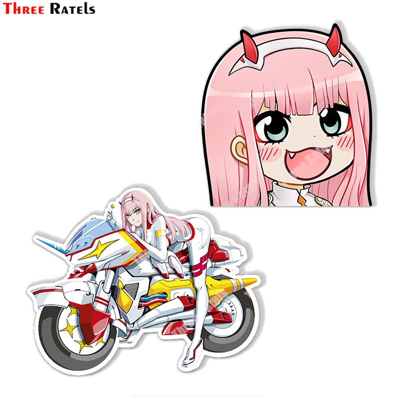 

Three Ratels B306 Biker Zero Two And Anime Girl Stickers For Motorcycle Skateboard Luggage Decals Vinyl Material