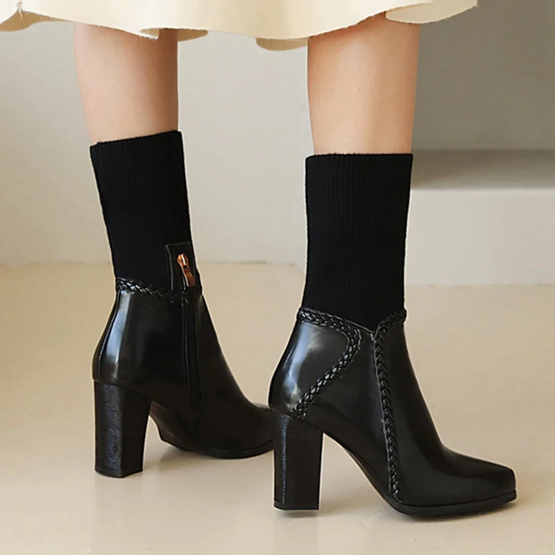 RIZABINA Size 34-43 Women Ankle Boots Pointed Toe Thick High Heel Zipper Solid Color Ladies Footwear Winter Fashion Boots
RIZABINA Size 34-43 Women Ankle Boots Pointed Toe Thick High Heel Zipper Solid Color Ladies Footwear Winter Fashion Boots