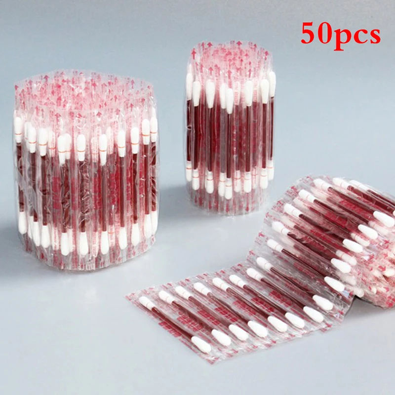 

100/50 PCS Multifunction Disinfected Stick Make Up Wood Iodine Disposable Medical Double Cotton Swab Makeup Portable Bar