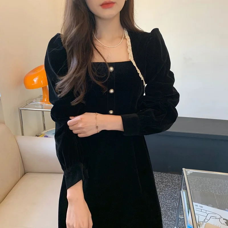 Zita 2021 Women's Winter New French Hepburn Style Square Neck Lace Velvet Dress with Delicate Buttons and Waist Lace
Zita 2021 Women's Winter New French Hepburn Style Square Neck Lace Velvet Dress with Delicate Buttons and Waist Lace