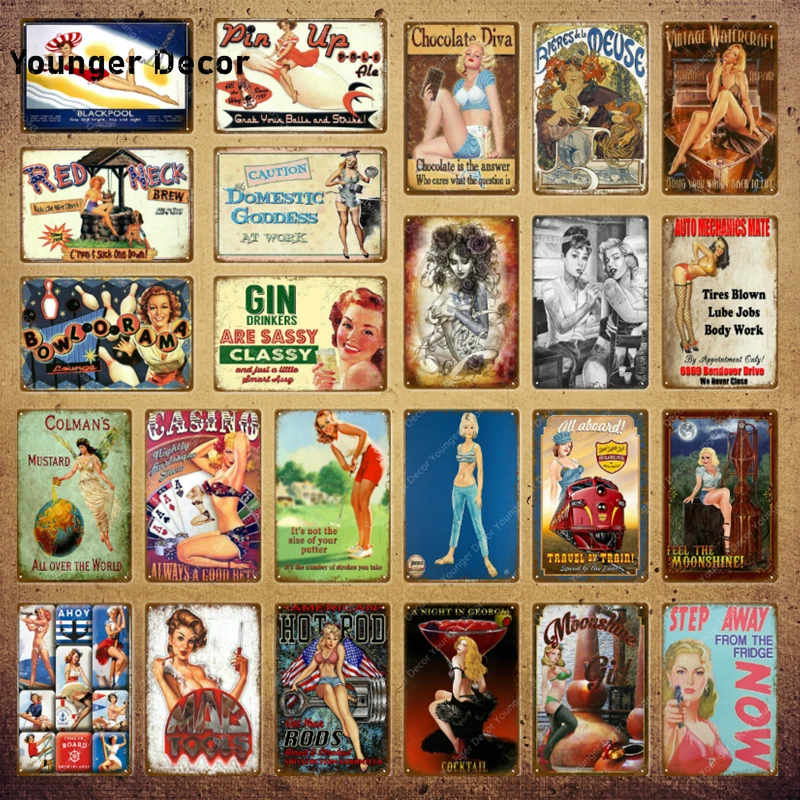 Pin Up Girl Metal Signs Moonshine Poster Sexy Lady Metal Plaque Wall Painting Sticker For Pub Bar Club Home Decor YI-167
Pin Up Girl Metal Signs Moonshine Poster Sexy Lady Metal Plaque Wall Painting Sticker For Pub Bar Club Home Decor YI-167