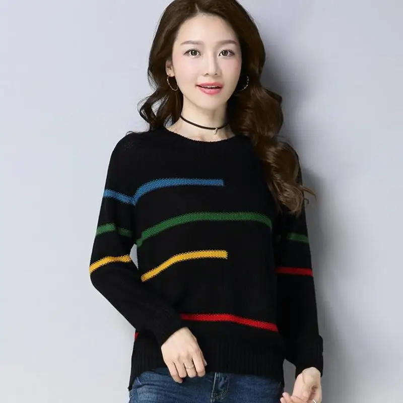 Women 2021 Spring Autumn New Pullover Sweater Tops Female Long Sleeve Thin Striped Jumpers Ladies O-neck Loose Knitted Tops M525
Women 2021 Spring Autumn New Pullover Sweater Tops Female Long Sleeve Thin Striped Jumpers Ladies O-neck Loose Knitted Tops M525
