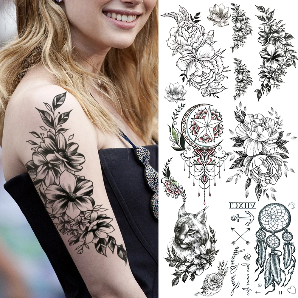 Black Daffodil Flower Temporary Tattoos For Women Female Realistic Tattoo Peony Cat Dream Catcher Fake Tatoo Sticker 3D Washable
Black Daffodil Flower Temporary Tattoos For Women Female Realistic Tattoo Peony Cat Dream Catcher Fake Tatoo Sticker 3D Washable