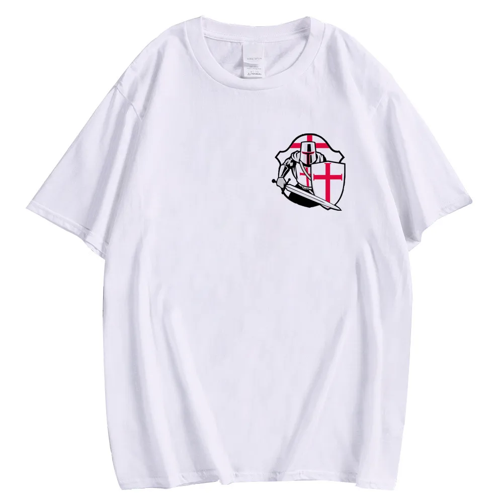 

CLOOCL Knights Templar White 100% Cotton T-shirts 3D Graphics Chest Print Pullovers Fashion Casual Harajuku Tshirts Men Clothing