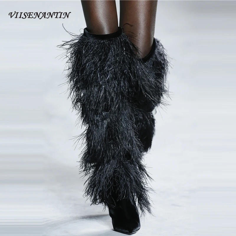 Feather Sexy Boots Women Female Long Thin Heel Bootie Blue Black White Platform Runway Shoes Cross Straps Tassle Lady Bota Mujer
Feather Sexy Boots Women Female Long Thin Heel Bootie Blue Black White Platform Runway Shoes Cross Straps Tassle Lady Bota Mujer