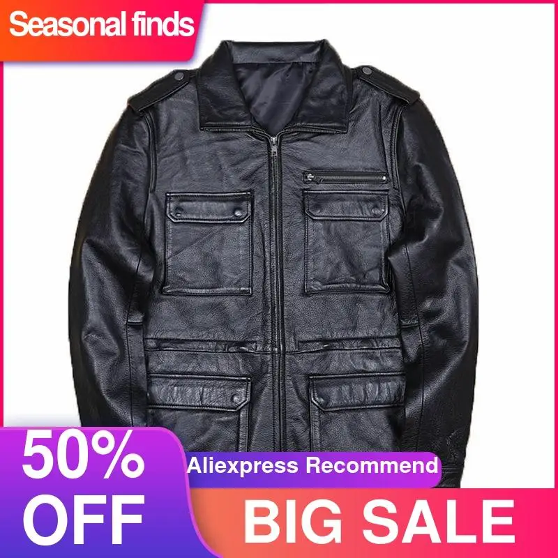 2021 Black Genuine Leather Jacket Men Safari Style Plus Size 5XL Four Pockets Real Natural Cowhide Autumn Slim Fit M65 Coat
2021 Black Genuine Leather Jacket Men Safari Style Plus Size 5XL Four Pockets Real Natural Cowhide Autumn Slim Fit M65 Coat