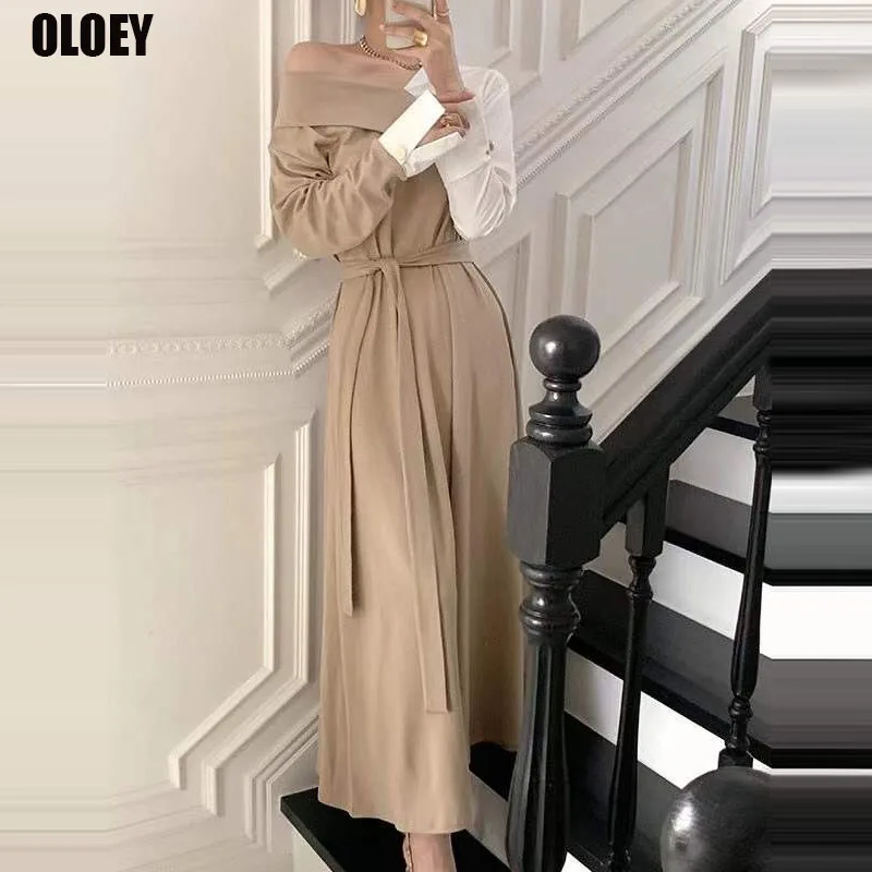 Korean Women 2021 Spring Office Casual Dress One Piece Long Sleeve Party Dresses Elegant Belt Vintage Color Patchwork Maxi Dress
Korean Women 2021 Spring Office Casual Dress One Piece Long Sleeve Party Dresses Elegant Belt Vintage Color Patchwork Maxi Dress