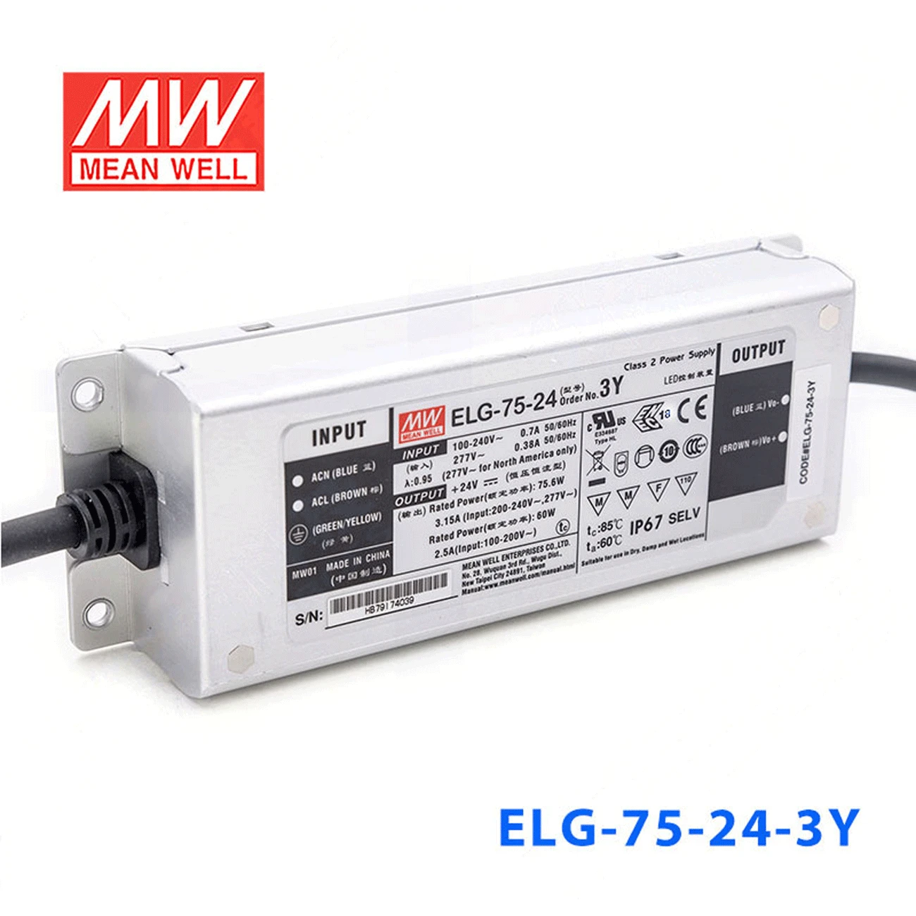 (Only 11.11)MEAN WELL ELG-75-24-3Y (2Pcs) 24V 3.15A meanwell ELG-75 24V 75.6W Single Output LED Driver Power Supply
(Only 11.11)MEAN WELL ELG-75-24-3Y (2Pcs) 24V 3.15A meanwell ELG-75 24V 75.6W Single Output LED Driver Power Supply
