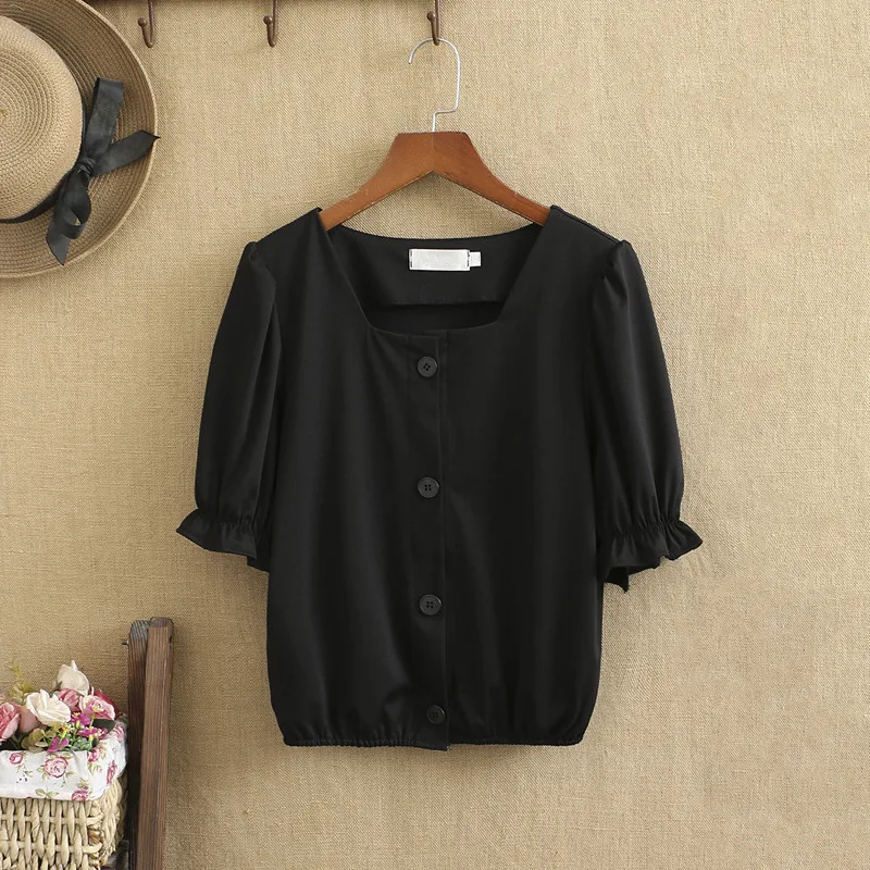 Plus Size Shirts For Women Fashion Short Sleeves Elastic Cuff Square Collar Elastic Waist Buttons Short Shirt For Summer Dress
Plus Size Shirts For Women Fashion Short Sleeves Elastic Cuff Square Collar Elastic Waist Buttons Short Shirt For Summer Dress