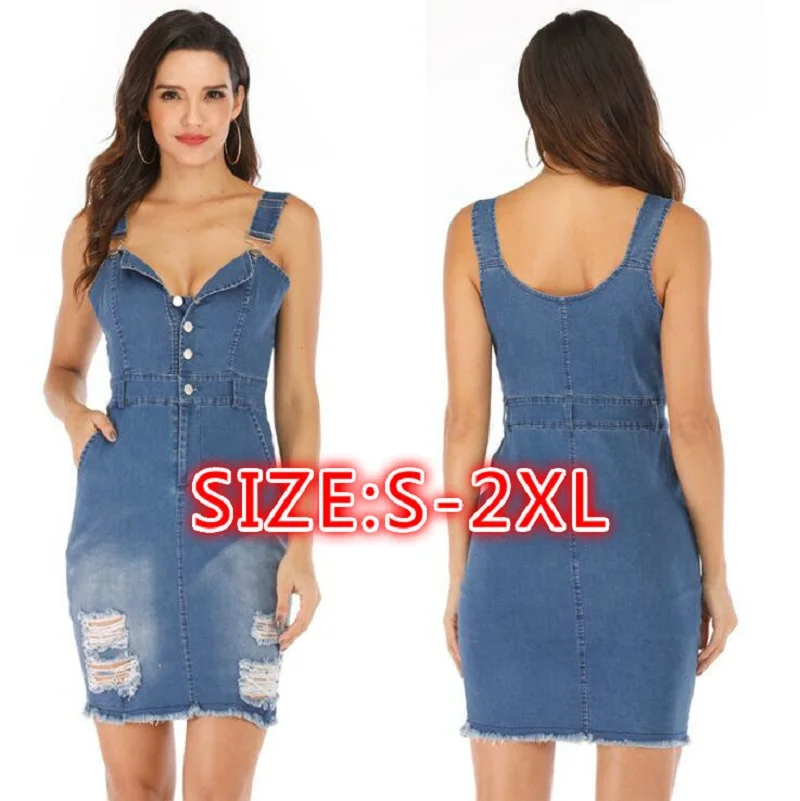 2020 New Trend Women's Sexy Retro Halter Halter Ripped Denim Dresses Female Jeans Clothes Girls Blue Dress
2020 New Trend Women's Sexy Retro Halter Halter Ripped Denim Dresses Female Jeans Clothes Girls Blue Dress