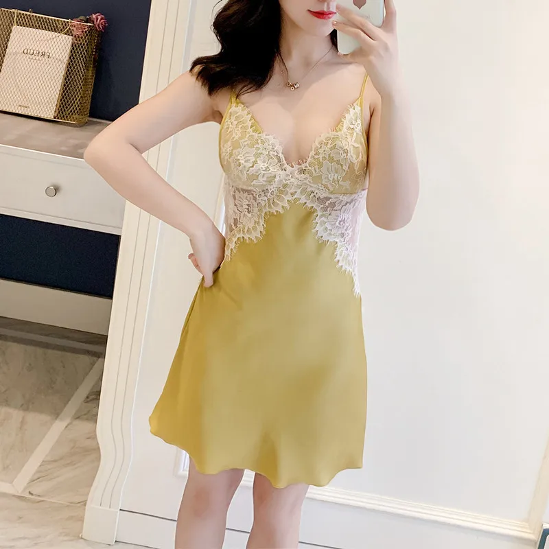 2021 Summer Sexy Lace Suspender Pajamas Women Removable With Chest Pad Satin Nightdress V-neck Beauty Back Homewear
2021 Summer Sexy Lace Suspender Pajamas Women Removable With Chest Pad Satin Nightdress V-neck Beauty Back Homewear