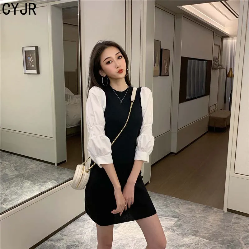 CYJR 2020 Spring Autumn Mini Party Dress Women Puff Sleeve Knit Dresses Korean Elegant Vintage Pencil Robe Vestidos De Festa
CYJR 2020 Spring Autumn Mini Party Dress Women Puff Sleeve Knit Dresses Korean Elegant Vintage Pencil Robe Vestidos De Festa