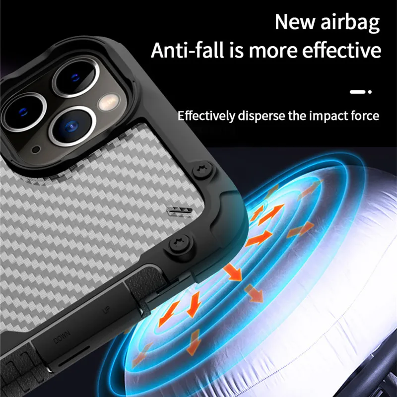 Armor Matte Shockproof Bumper Lanyard Phone Case For iPhone 12 Mini 11 Pro Max XR XS X 7 8 6 S Plus Transparent Anti-Shock Cover | Мобильные