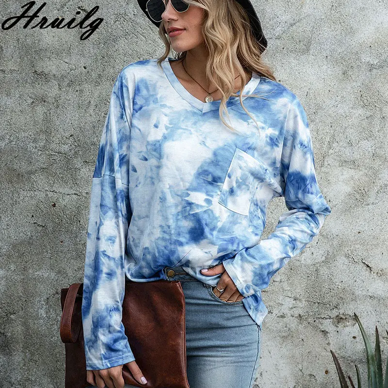 2020 Women Fashion Clothing Woman Tshirts Autumn Tie Dye Print Fashion Long Sleeve V Neck Female Tops Casual Streetwear Oversize
2020 Women Fashion Clothing Woman Tshirts Autumn Tie Dye Print Fashion Long Sleeve V Neck Female Tops Casual Streetwear Oversize