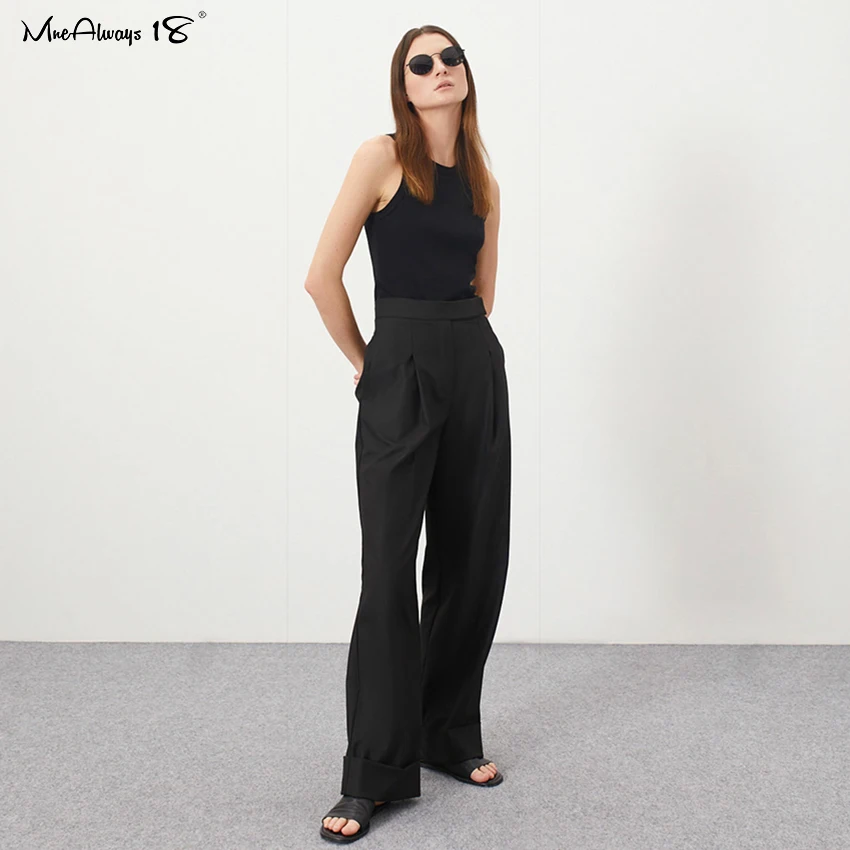 Mnealways 18 Spring Summer Black Ladies Office Trousers Women High Waist Pants Pockets Female Pleated Wide Leg Pants Solid 2021
Mnealways 18 Spring Summer Black Ladies Office Trousers Women High Waist Pants Pockets Female Pleated Wide Leg Pants Solid 2021