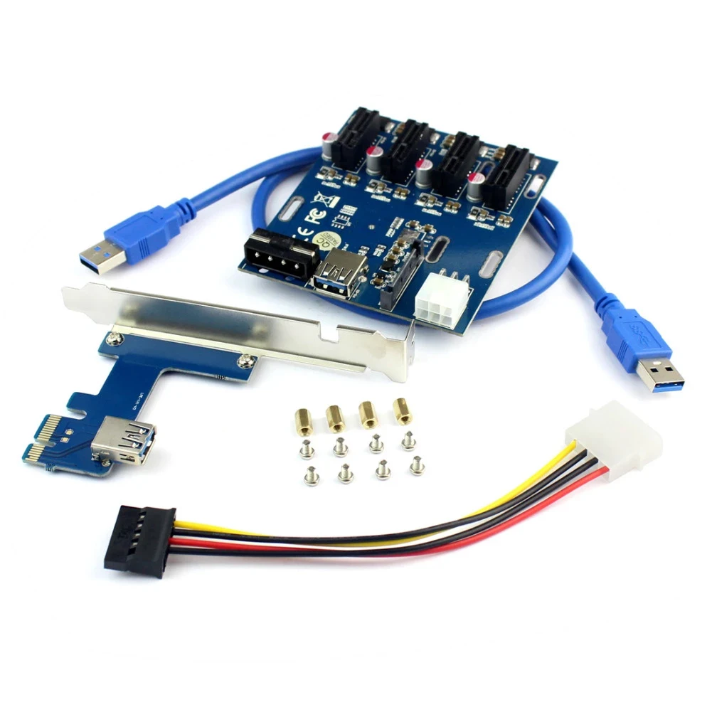 PCIe 1x to 4 PCIe 1x Сменный адаптер PCI Express Riser PCI-E 1x to 4 порта PCIe 1x множитель для майнинга BTC
PCIe 1x to 4 PCIe 1x Сменный адаптер PCI Express Riser PCI-E 1x to 4 порта PCIe 1x множитель для майнинга BTC