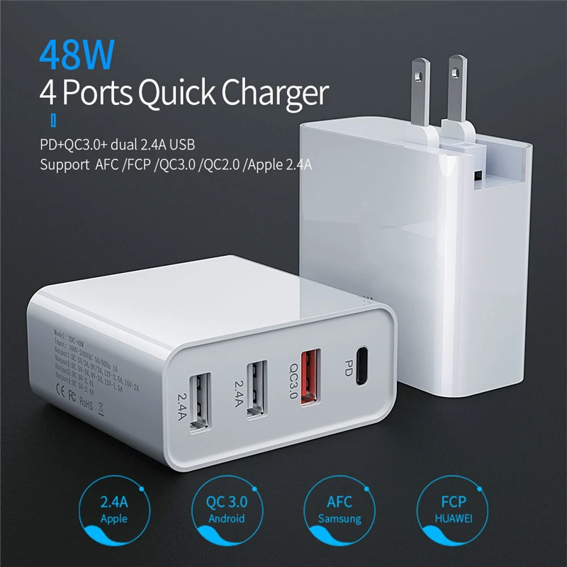 Зарядное устройство Jiansu USB Type-C 48 Вт QC 3.0 | Мобильные телефоны и аксессуары
