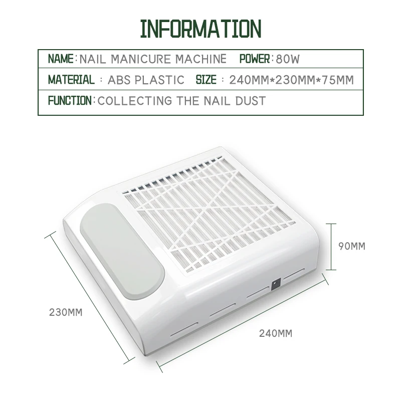 80W Nail Dust Collector Fan Vacuum Cleaner Manicure Machine Tools With Filter Strong Power Nail Art Tool Nail Vacuum Cleaner
80W Nail Dust Collector Fan Vacuum Cleaner Manicure Machine Tools With Filter Strong Power Nail Art Tool Nail Vacuum Cleaner