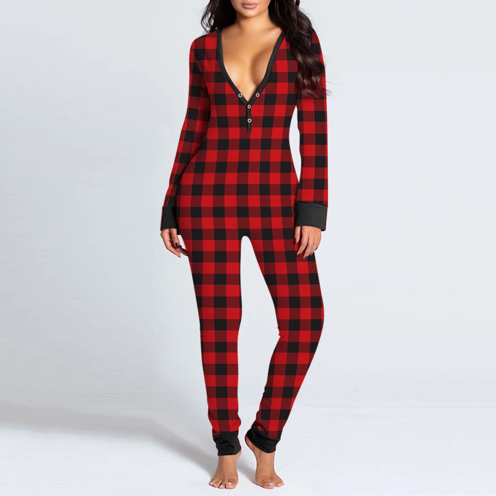 Christmas Letter Printed Sleep Romper Overalls Female Jumpsuit Plaid Deep V-Neck Long Sleeve Romper Homewear Sleepwear
Christmas Letter Printed Sleep Romper Overalls Female Jumpsuit Plaid Deep V-Neck Long Sleeve Romper Homewear Sleepwear