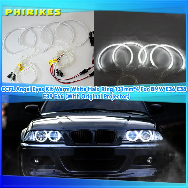 

CCFL Angel Eyes Kit Warm White Halo Ring 131mm*4 For BMW E36 E38 E39 E46 (With Original Projector)