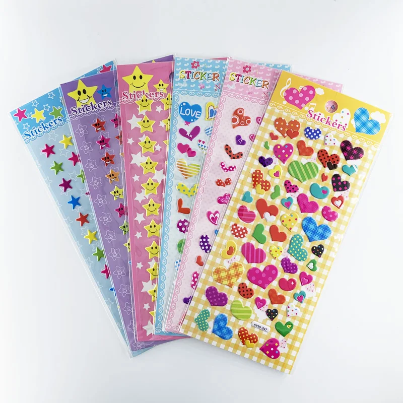 3 Sheets Kids Puffy Stickers Cartoon Love Heart Shaped Five-pointed Star Girls Boys Rewards Sticker Classic Toys
3 Sheets Kids Puffy Stickers Cartoon Love Heart Shaped Five-pointed Star Girls Boys Rewards Sticker Classic Toys