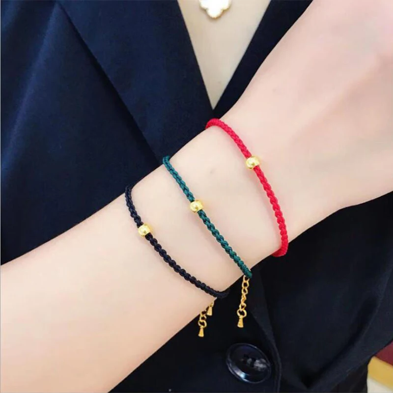 ANI 24K Yellow Gold Bead Bracelet Red/Black Rope Design Bracelet Customized Birthday Gift Fashion Handmade Rope Bracelet
ANI 24K Yellow Gold Bead Bracelet Red/Black Rope Design Bracelet Customized Birthday Gift Fashion Handmade Rope Bracelet