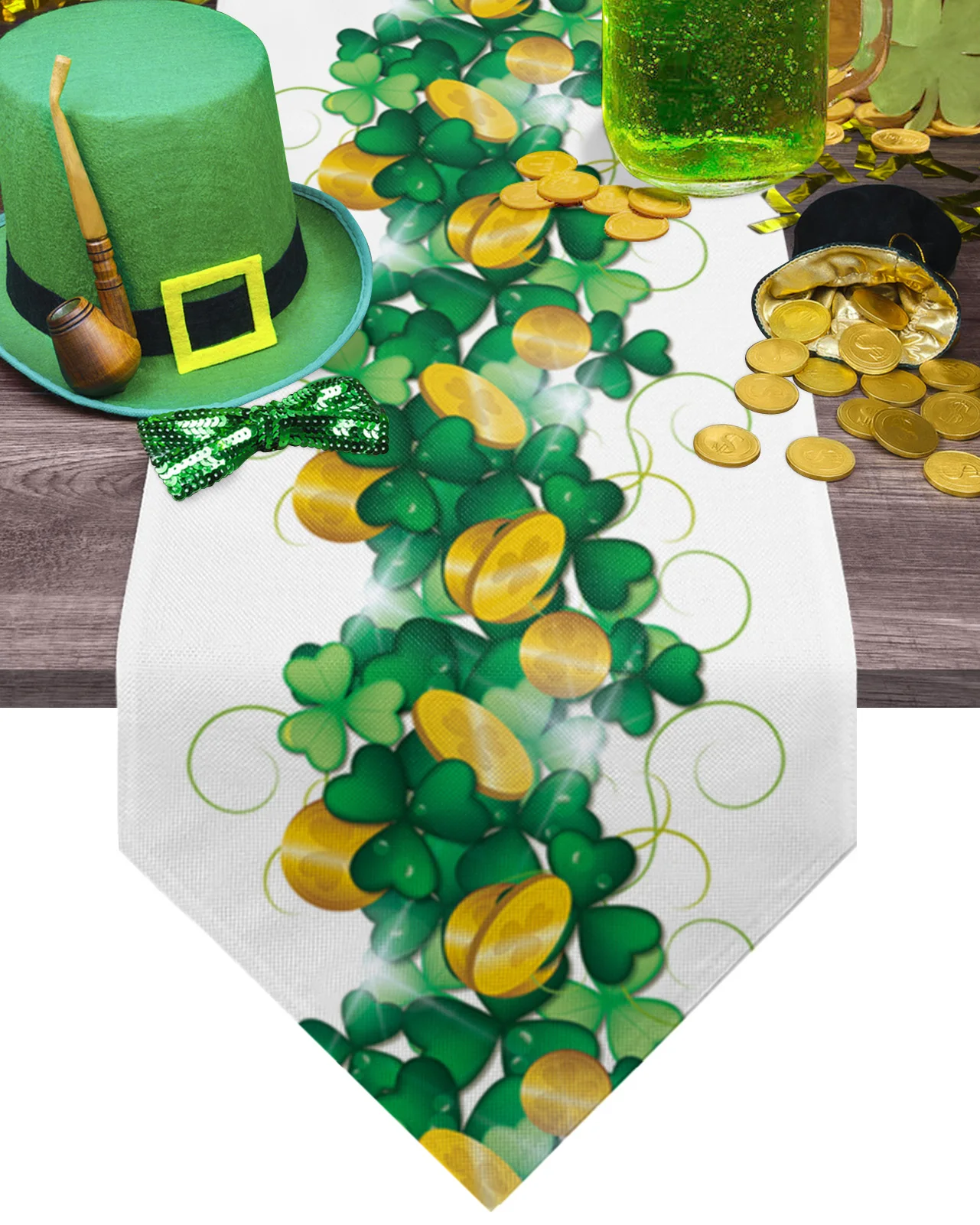 Saint Patrick'S Day Clover Gold Coin Lucky Table Runner Decoration For Home Event Party Tablecloth Kitchen Accessories Table Mat
Saint Patrick'S Day Clover Gold Coin Lucky Table Runner Decoration For Home Event Party Tablecloth Kitchen Accessories Table Mat