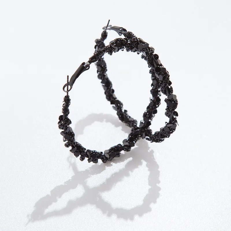 

New Trendy Oversized Large Black Hoop Earrings For Women Fashion Jewelry Statement Circle Hoops Earings Wholesale