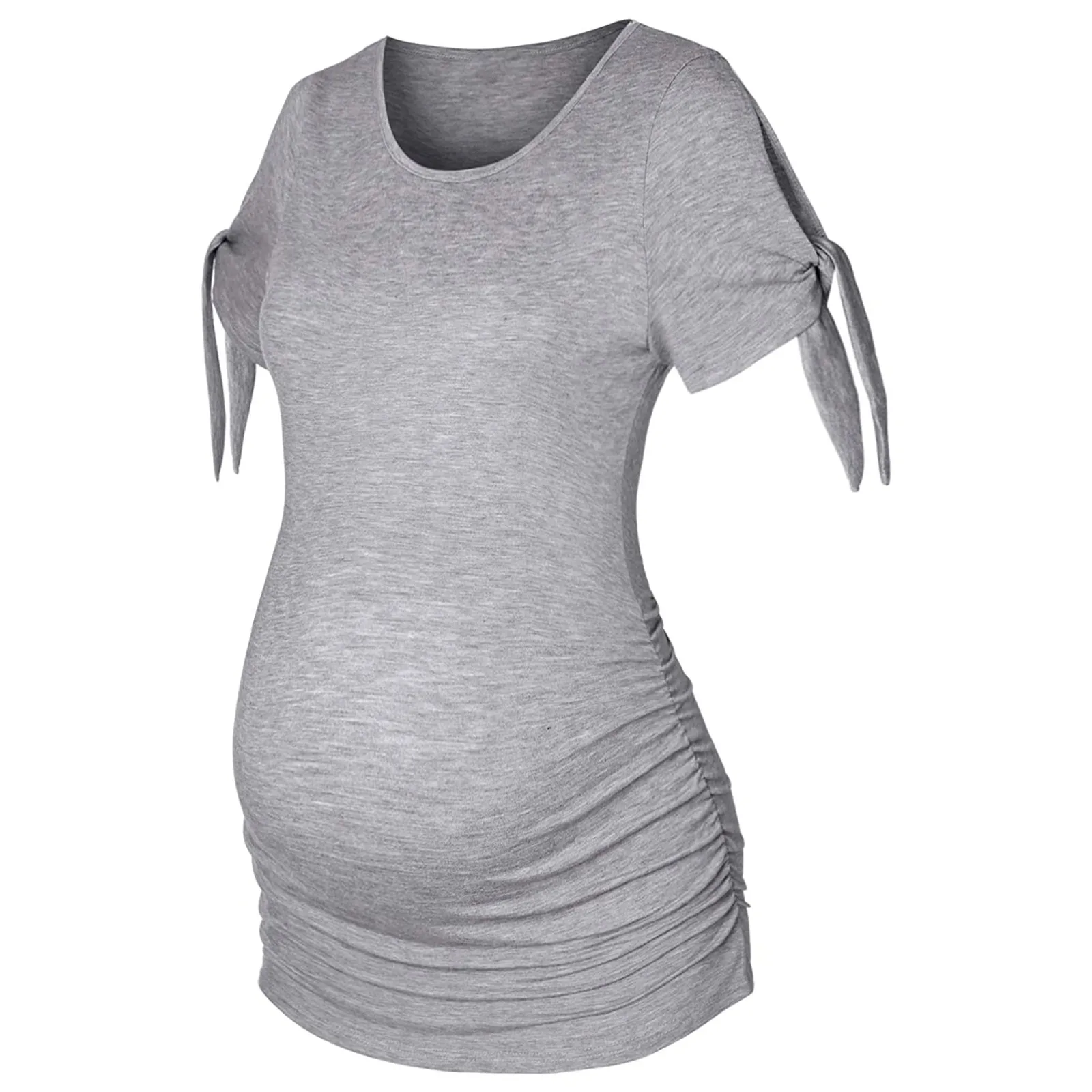 Maternity Clothes Top Pure Color Health Short Sleeve Side Ruched Pregnancy Top Side Tie Bow Women Maternity Loose Shirt 2021 
Maternity Clothes Top Pure Color Health Short Sleeve Side Ruched Pregnancy Top Side Tie Bow Women Maternity Loose Shirt 2021