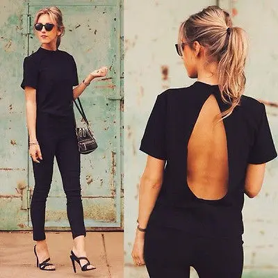 2019 new Sexy Women Blouse Fashion black Open Backless tops short Sleeve Shirt Women Summer Solid Color Clothes Drop shipping
2019 new Sexy Women Blouse Fashion black Open Backless tops short Sleeve Shirt Women Summer Solid Color Clothes Drop shipping