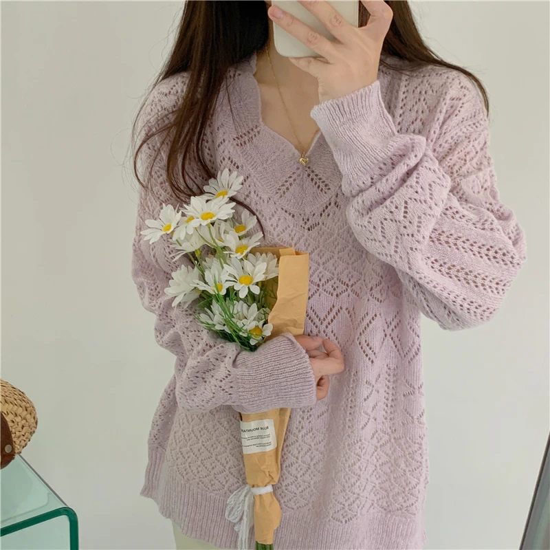 2021 New Hollow Out Sweater V-Neck Long Sleeve Poleras Mujer Sweaters For Women Fashion Elegant Vintage Blouses Y2k Clothes
2021 New Hollow Out Sweater V-Neck Long Sleeve Poleras Mujer Sweaters For Women Fashion Elegant Vintage Blouses Y2k Clothes