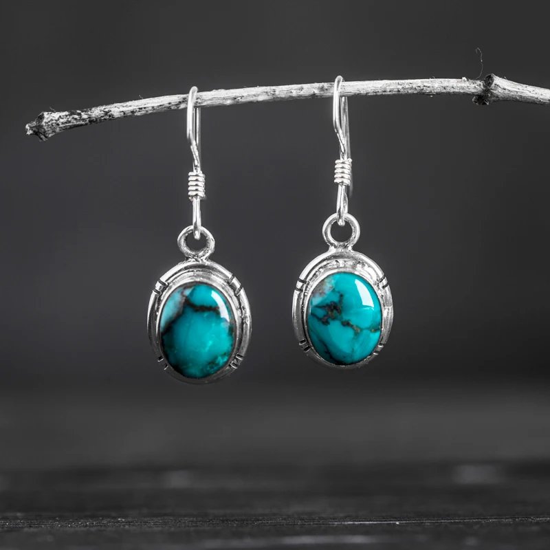 Nepal Handmade 925 Silver Accessories Turquoise Earrings Female Earrings Tibetan Style Personalized Creative Retro Ethnic Style
Nepal Handmade 925 Silver Accessories Turquoise Earrings Female Earrings Tibetan Style Personalized Creative Retro Ethnic Style