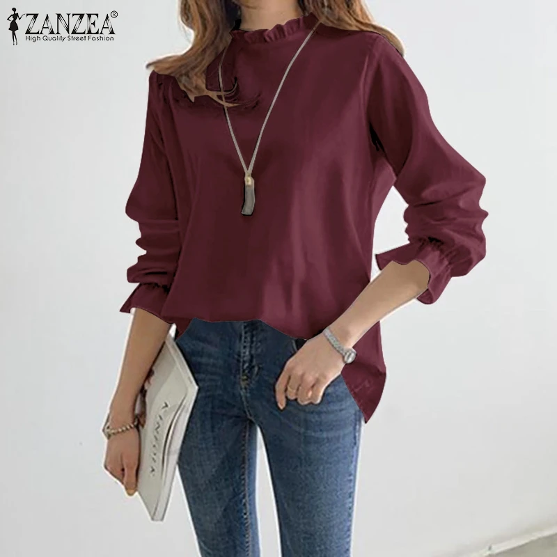 Women's Ruffle Bloues ZANZEA 2021 Fashion Autumn Tops Casual Long Sleeve Blusas Female Solid Tunic Oversized Basic Top Chemise
Women's Ruffle Bloues ZANZEA 2021 Fashion Autumn Tops Casual Long Sleeve Blusas Female Solid Tunic Oversized Basic Top Chemise