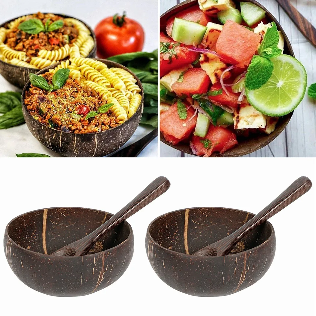 Coconut Shell Bowl Natural Old Coconut Shell Tableware Rice Bowl Wood Nut Fruit Salad Storage Bowl Decoration Includes Spoons
Coconut Shell Bowl Natural Old Coconut Shell Tableware Rice Bowl Wood Nut Fruit Salad Storage Bowl Decoration Includes Spoons