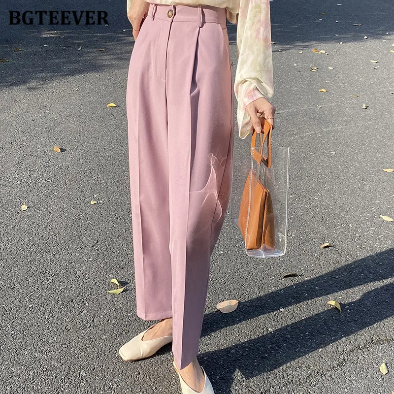 BGTEEVER Casual Summer Loose Solid Suit Pant for Women High Waist Pockets Female Straight Trousers 2021 Workwear Pantalon Femme
BGTEEVER Casual Summer Loose Solid Suit Pant for Women High Waist Pockets Female Straight Trousers 2021 Workwear Pantalon Femme