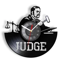 Impartial Judge Wall Clock Made Of Real Vinyl Record Scale Of Justice Lawyer Luminous Wall Watch Art-Decor Unqiue Gift For Judge