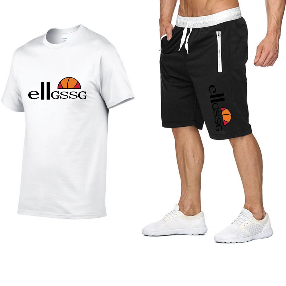 Short-sleeved suit men's solid color sportswear suit summer fashion printed T-shirt + shorts 2 jogging fitness suits
Short-sleeved suit men's solid color sportswear suit summer fashion printed T-shirt + shorts 2 jogging fitness suits